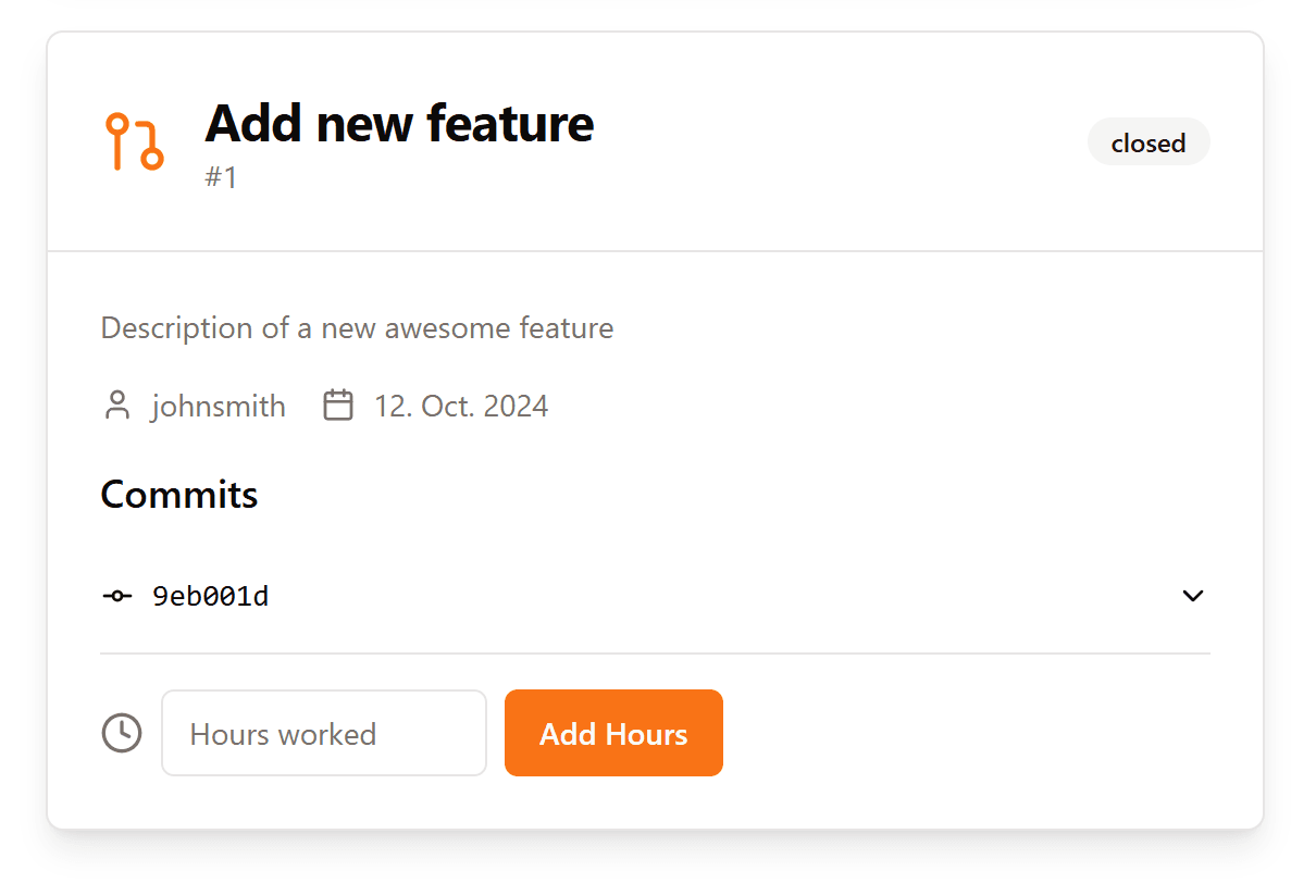 Time tracking interface for GitHub contributions